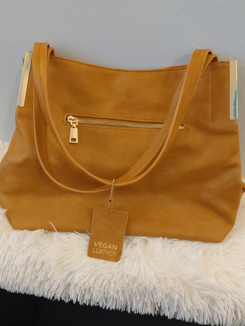 Madison West Vegan Shoulder Bag - Mustard